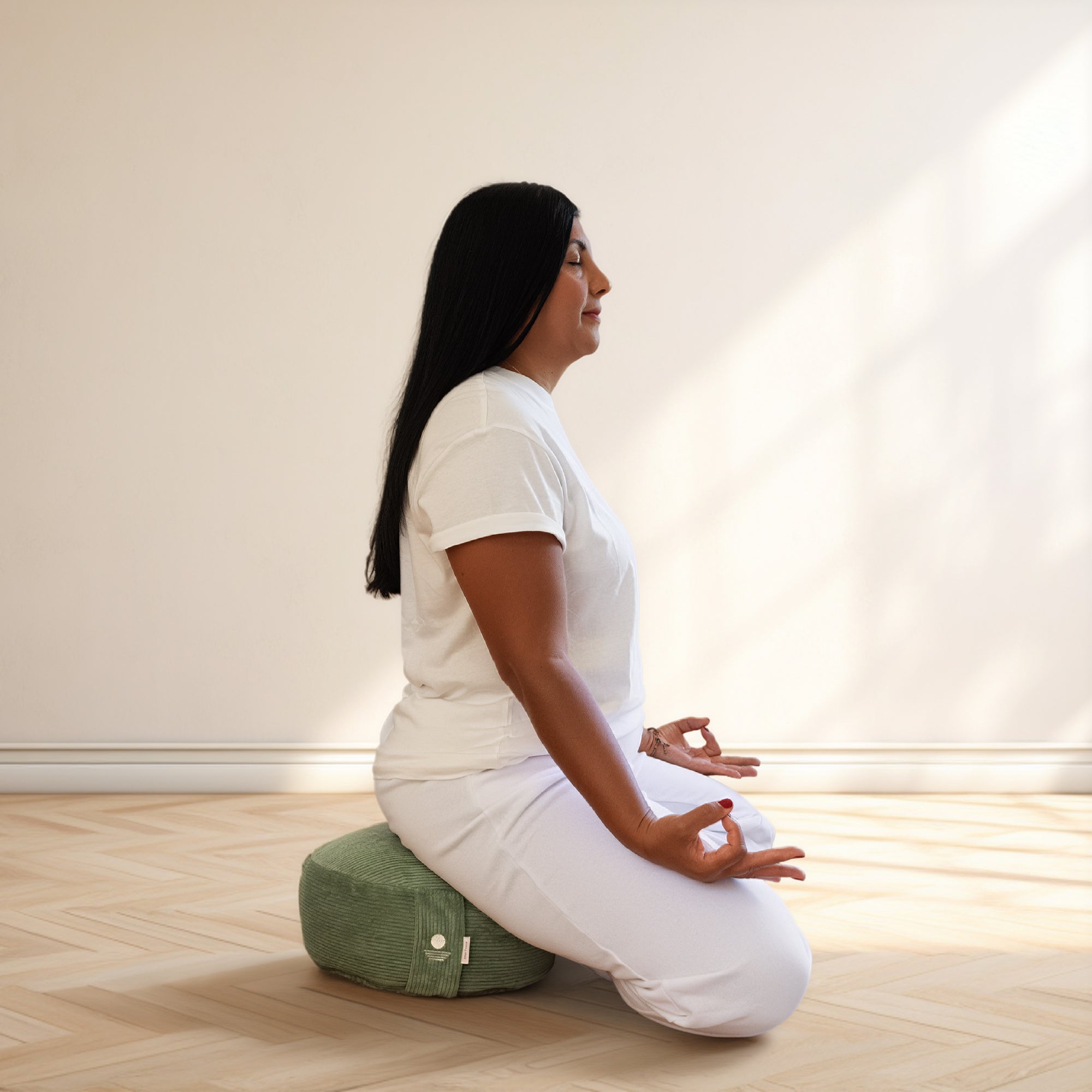 Cord Meditationskissen Rund 16cm - Salbeigrün