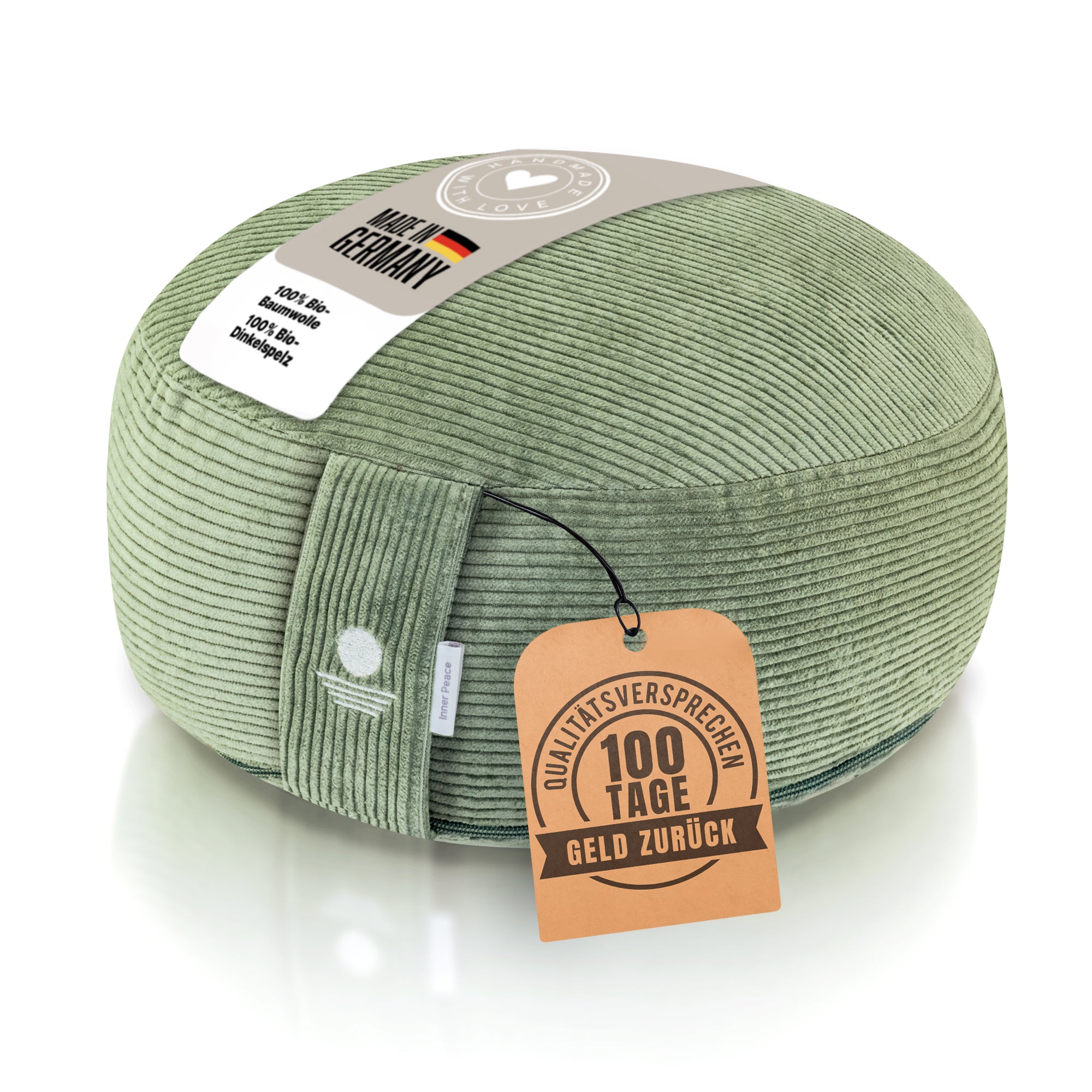 Cord Meditationskissen Rund 16cm - Salbeigrün