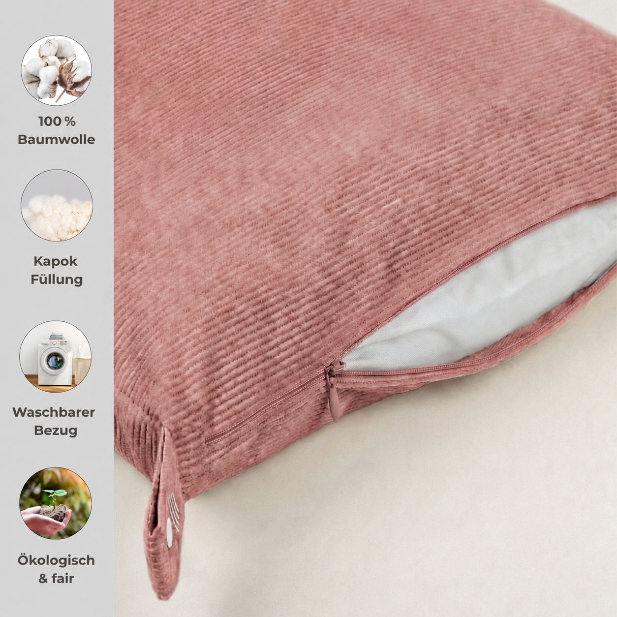 Cord Meditationsmatte DELUXE - Calm Pink