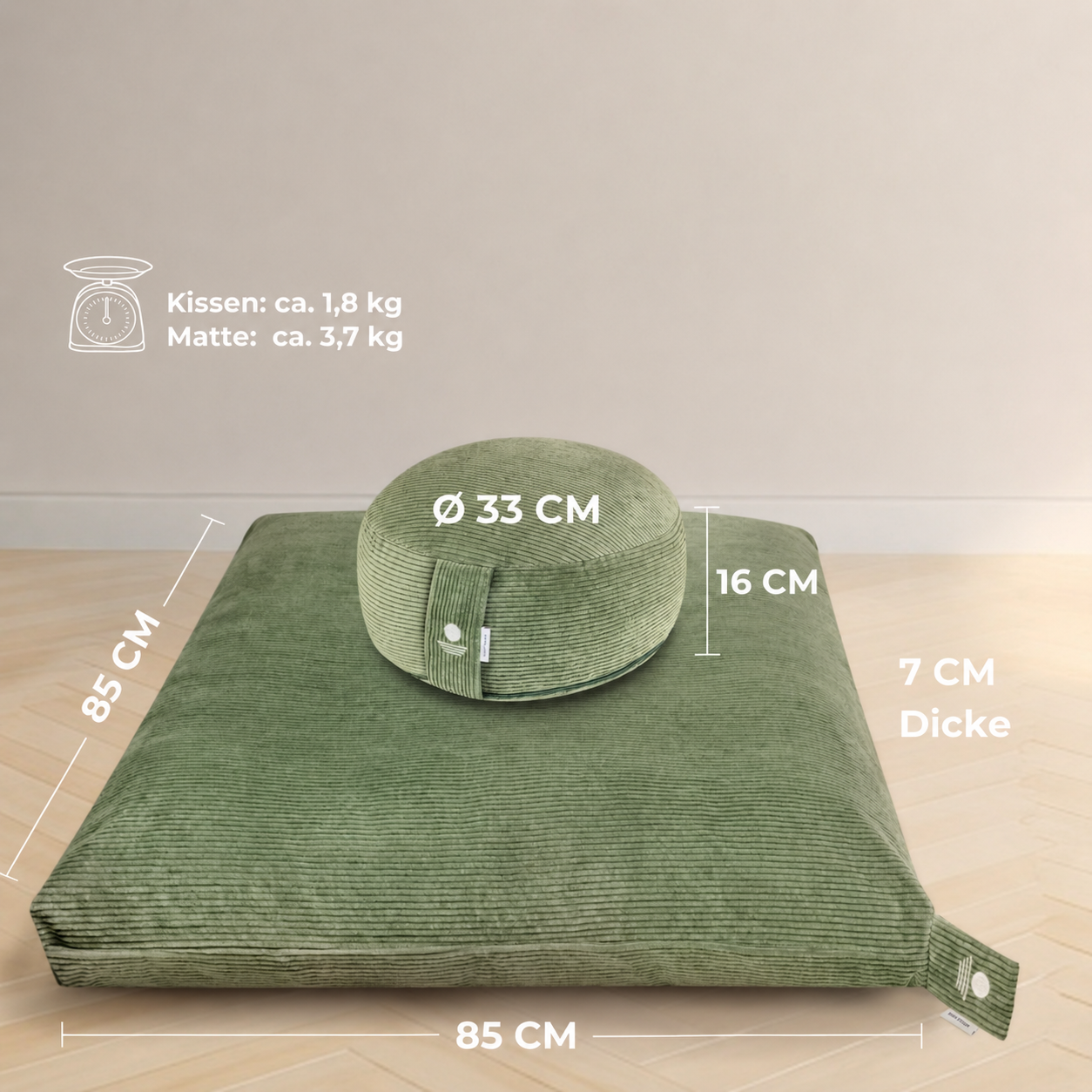 Cord Meditation-Set - Salbeigrün