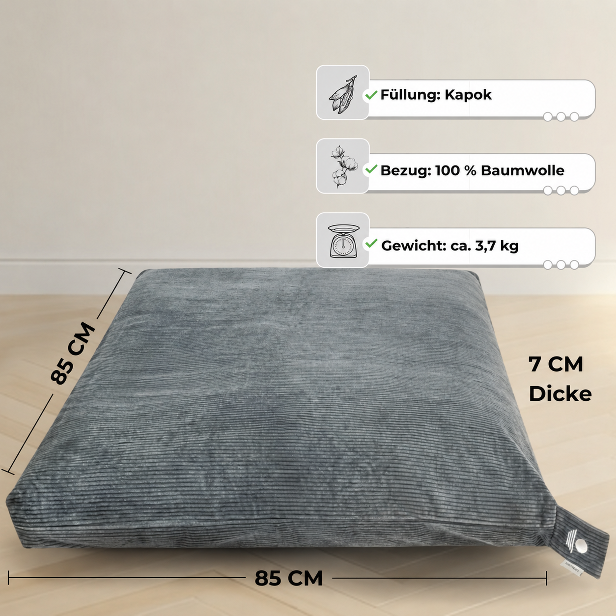 Cord Meditationsmatte DELUXE - Anthrazit