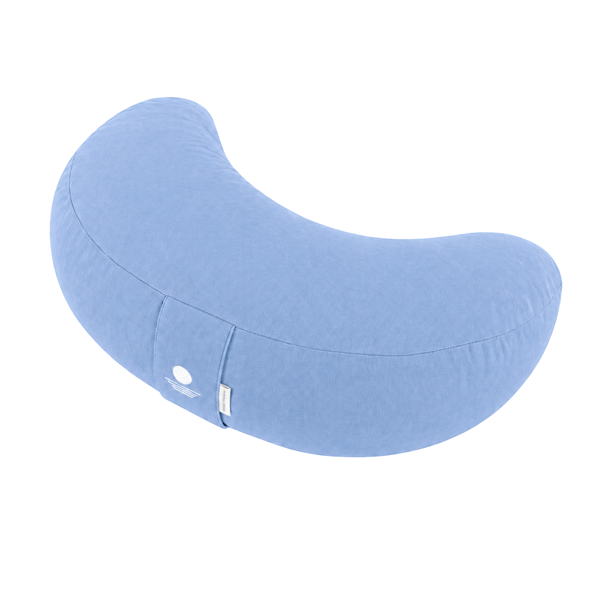 Meditationskissen Halbmond in Hellblau – ergonomisches Yogakissen in Halbmondform aus Bio-Baumwolle