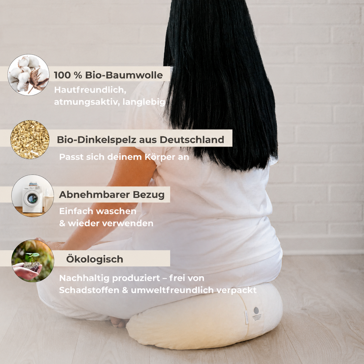 Meditationskissen Halbmond Shanti - Natur