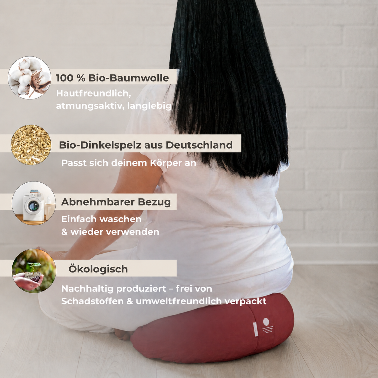 Meditationskissen Halbmond Shanti - Waldbeere