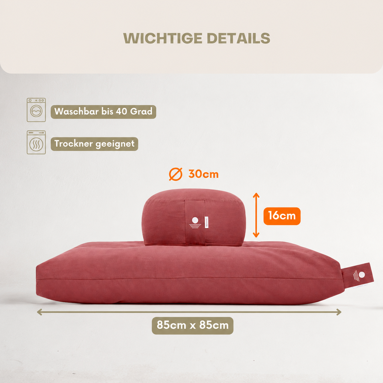 Meditation-Set Waldbeere mit Bio-Dinkelspelz im Kissen und extra dicker Kapokfüllung der Matte – Premium Qualität