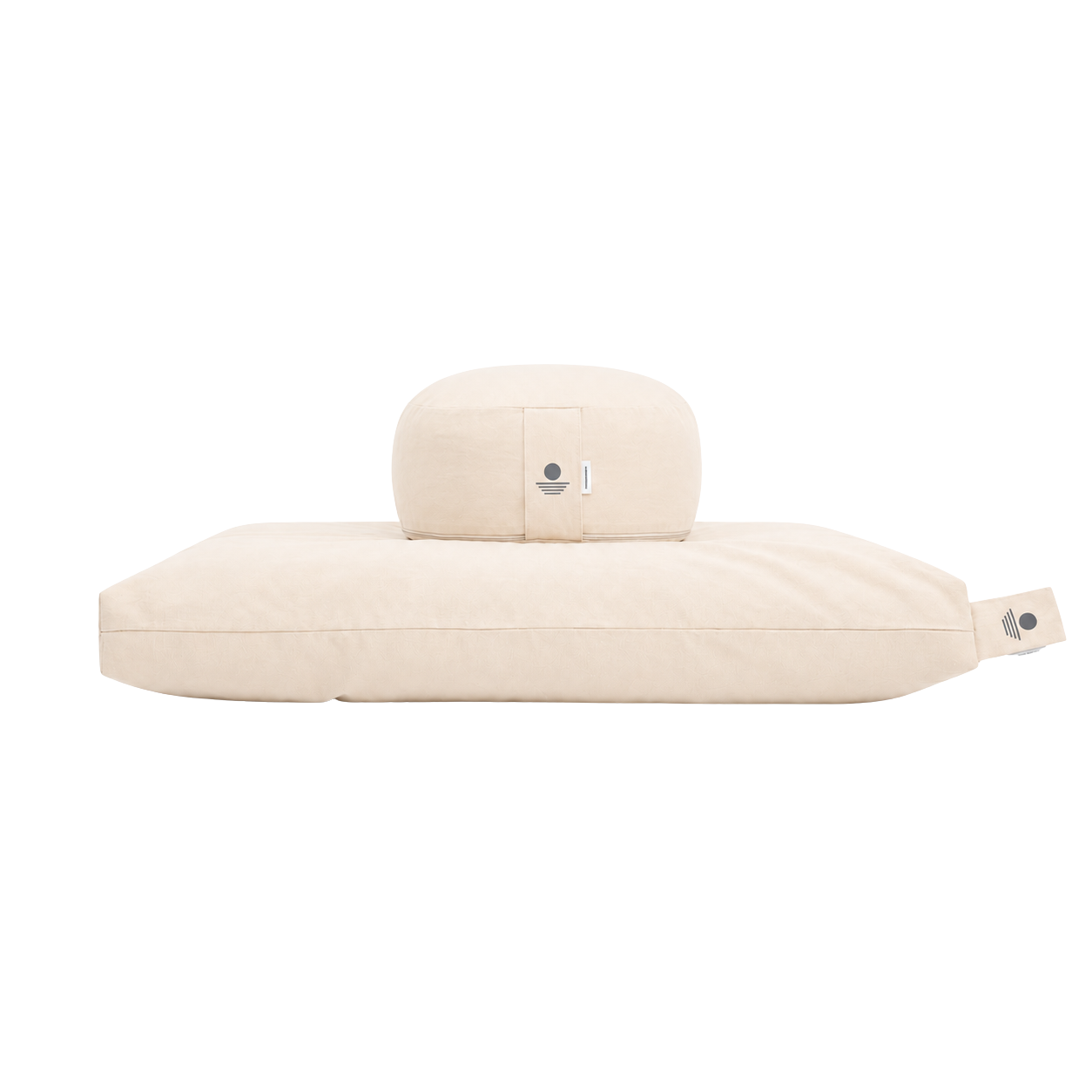 Meditation-Set Natur – rundes Meditationskissen auf Zabuton Meditationsmatte aus Bio-Baumwolle, Seitenansicht