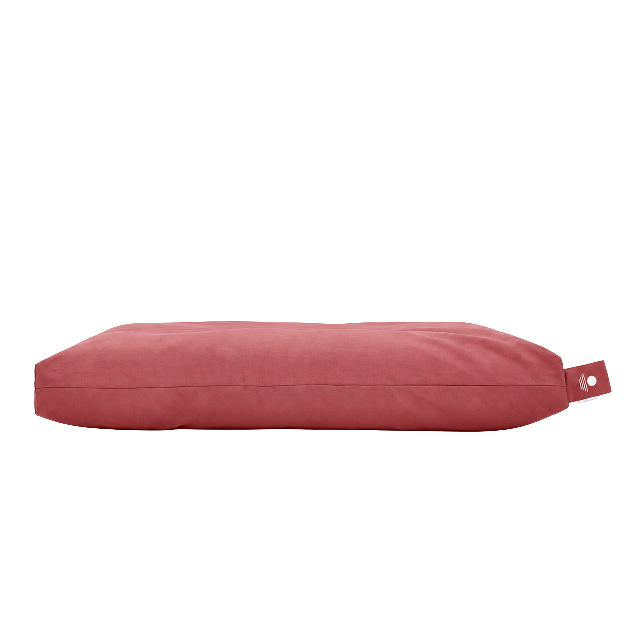 Zabuton Meditationsmatte Waldbeere Seitenansicht – flache 7 cm Meditationsmatte mit Inner Peace Logo-Schlaufe