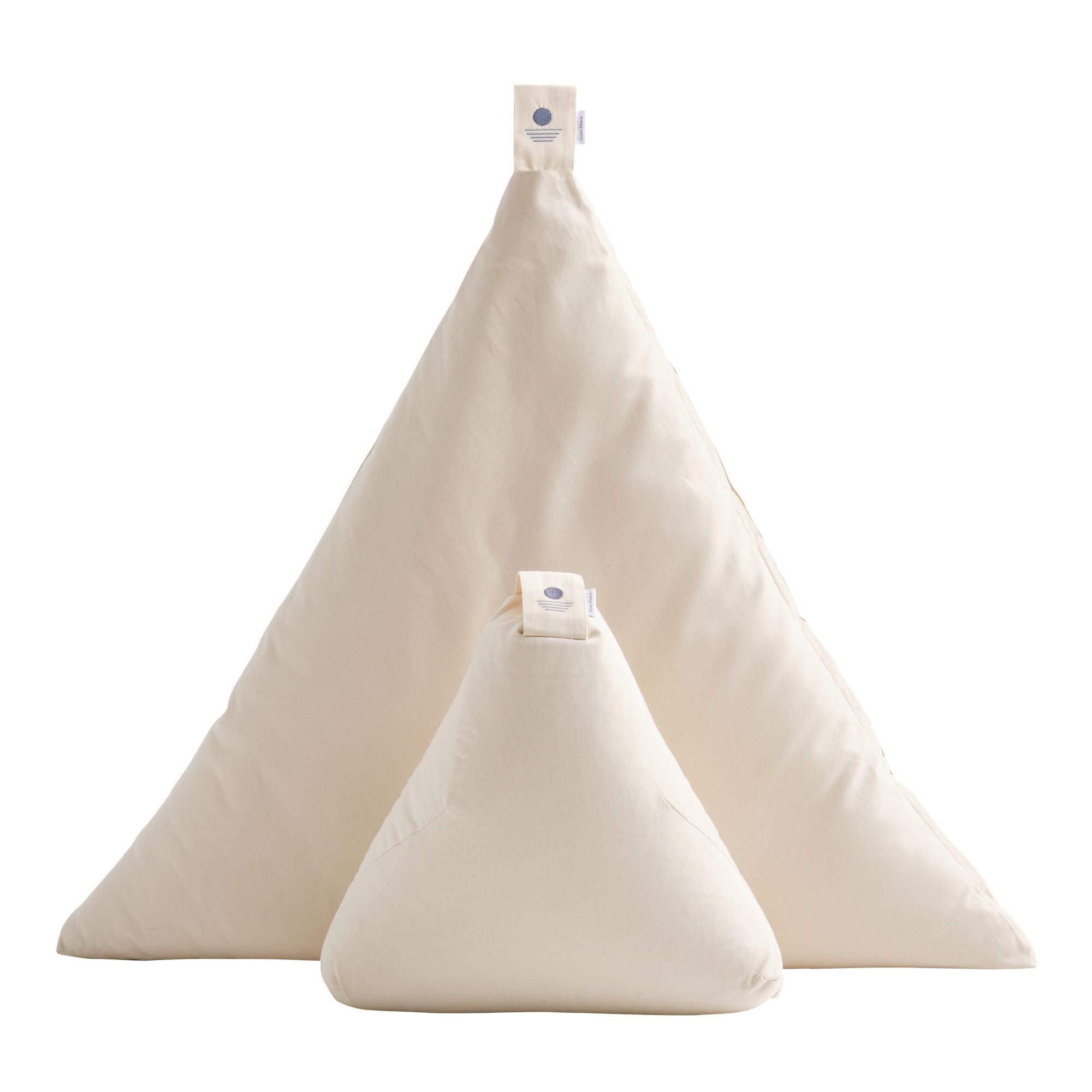 Dreieck Meditationsset in weißcreme, Dreieck Mediationskissen und Dreieck Meditationsmatte