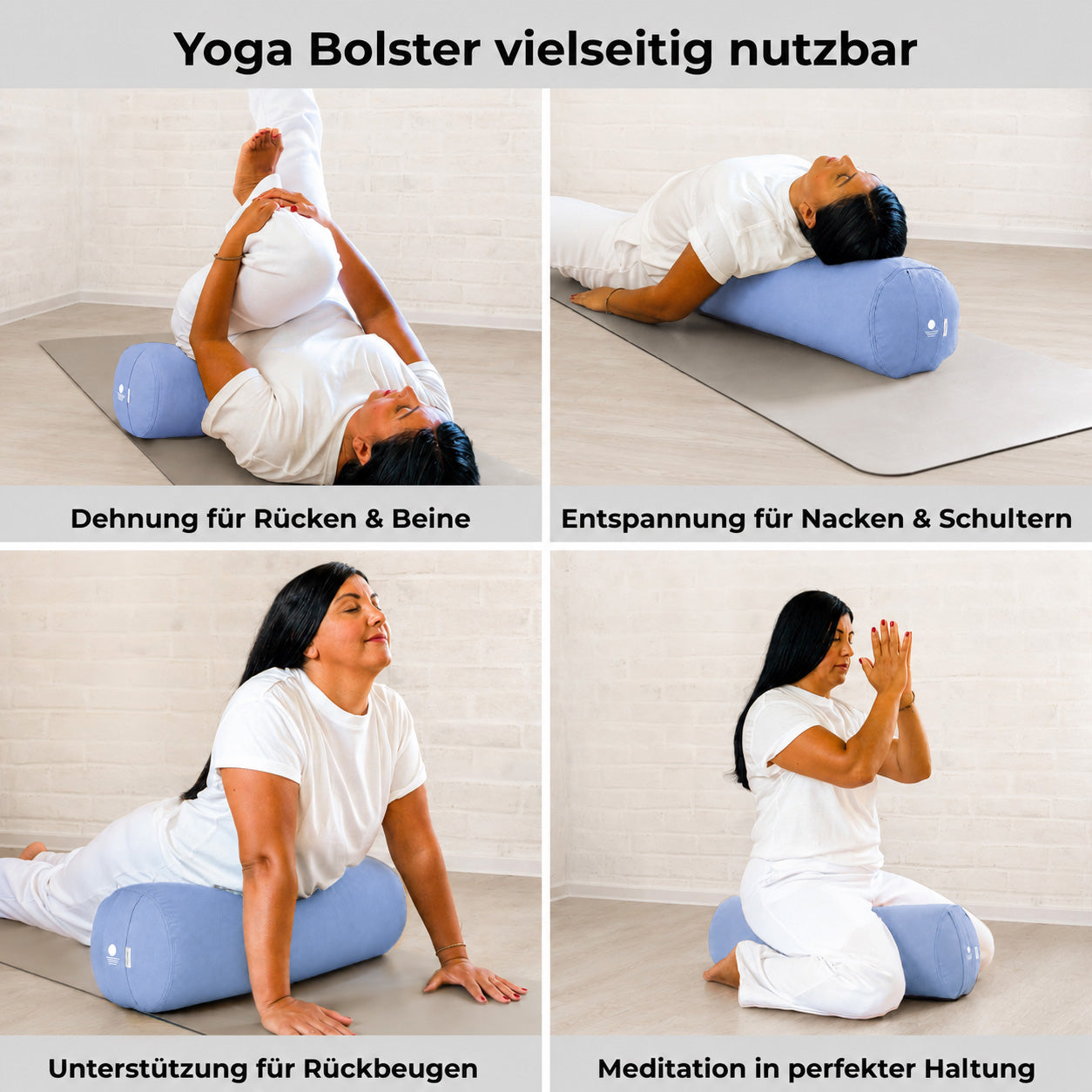Yoga Bolster vielseitig nutzbar – Yogarolle für Yin Yoga, Rückbeugen, Nacken und Meditation