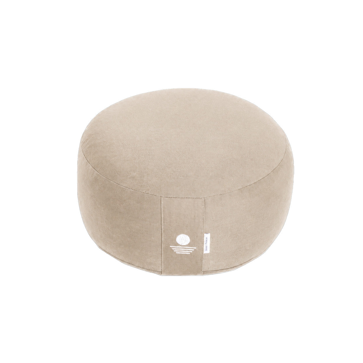 Rundes Yoga Sitzkissen in Light Taupe – Meditationskissen Rundform, Draufsicht