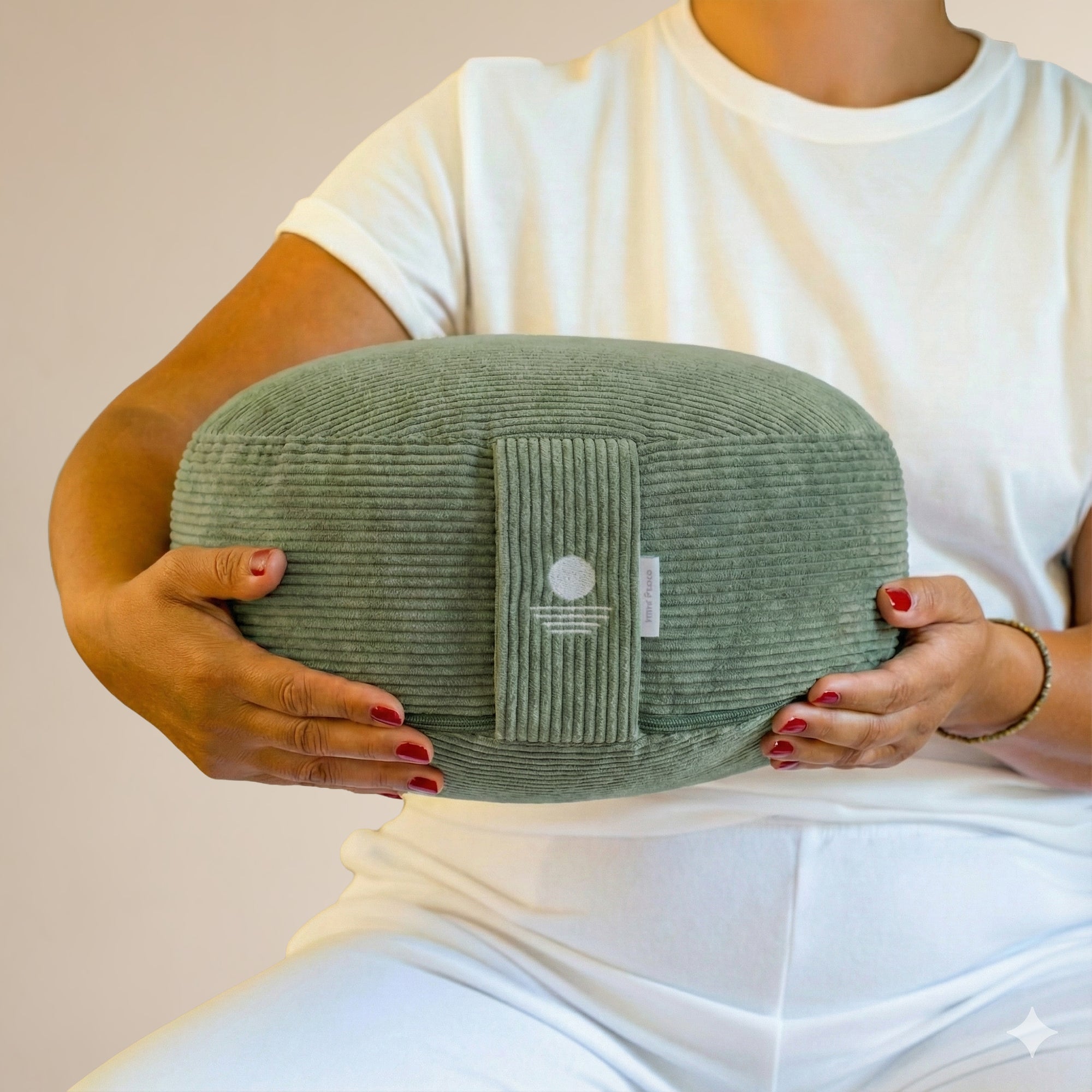 Cord Meditationskissen Rund 16cm - Salbeigrün