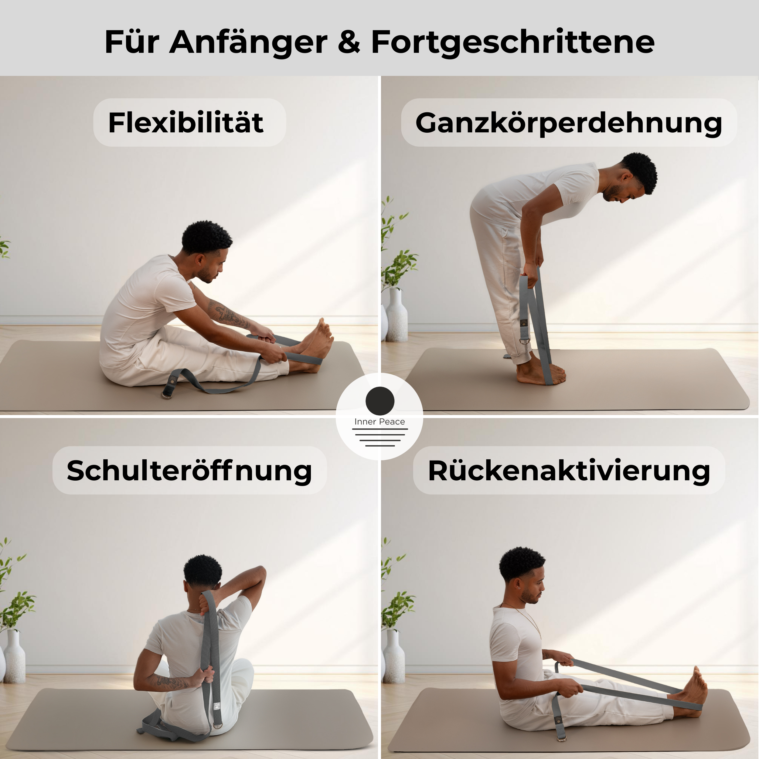 Yogagurt 100% Baumwolle - Anthrazit
