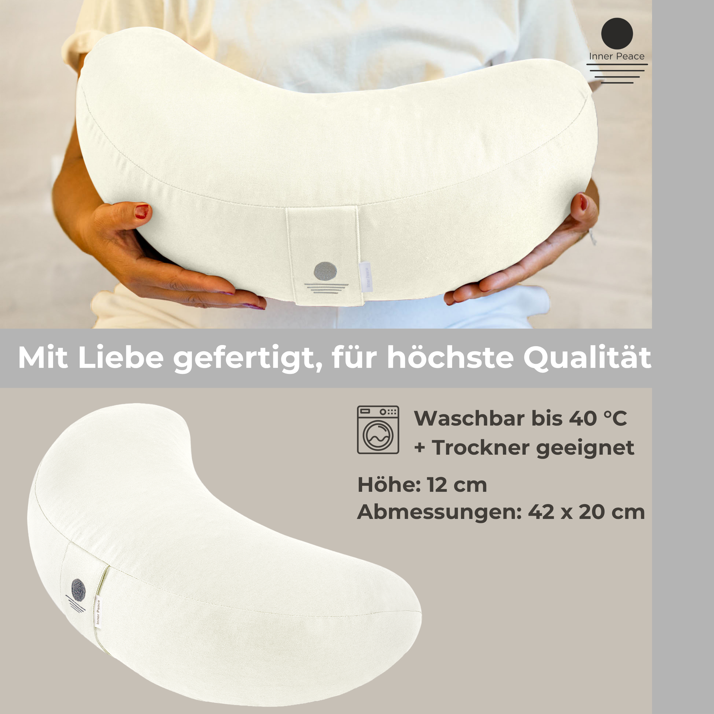 Meditationskissen Halbmond Shanti - Natur