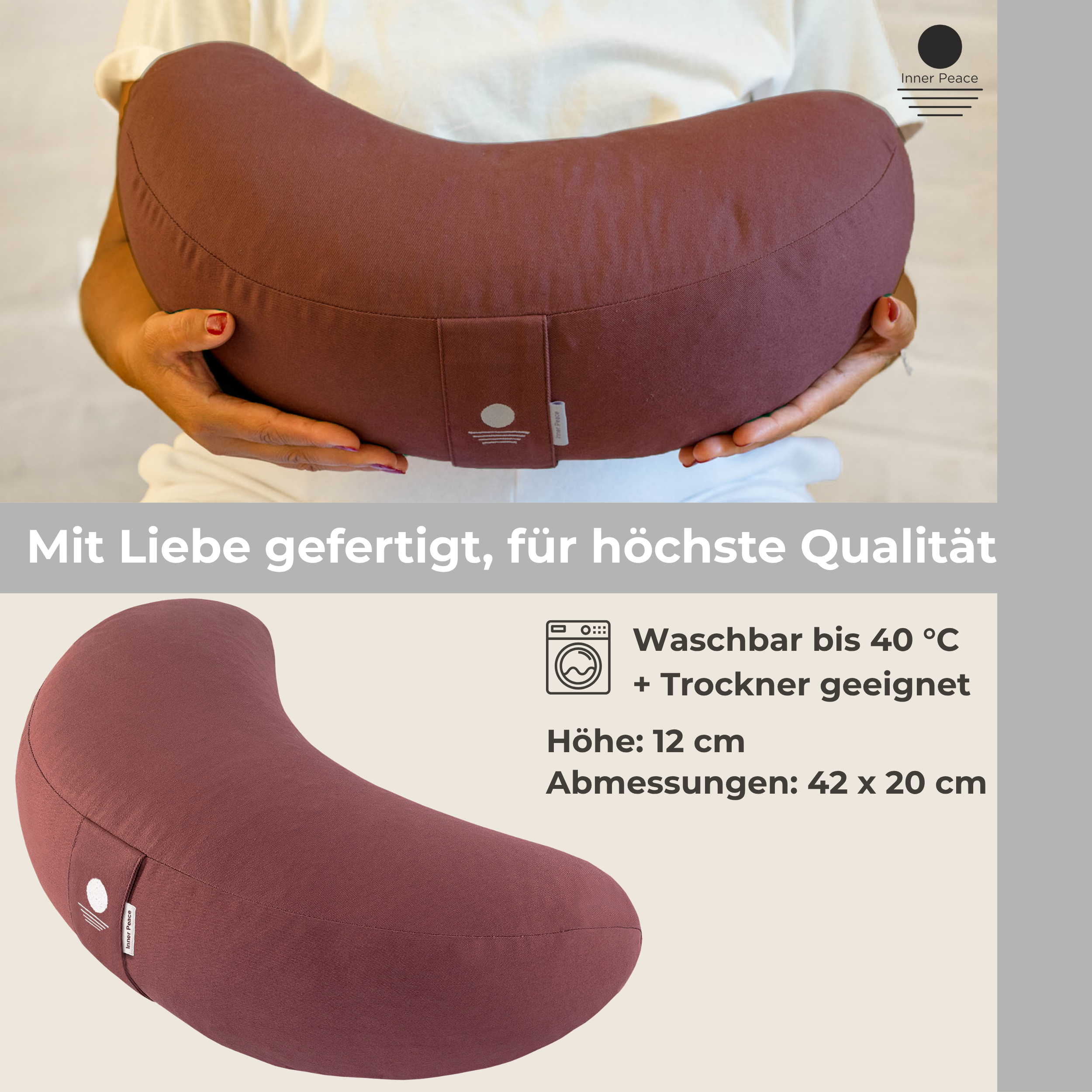 Meditationskissen Halbmond Shanti - Waldbeere