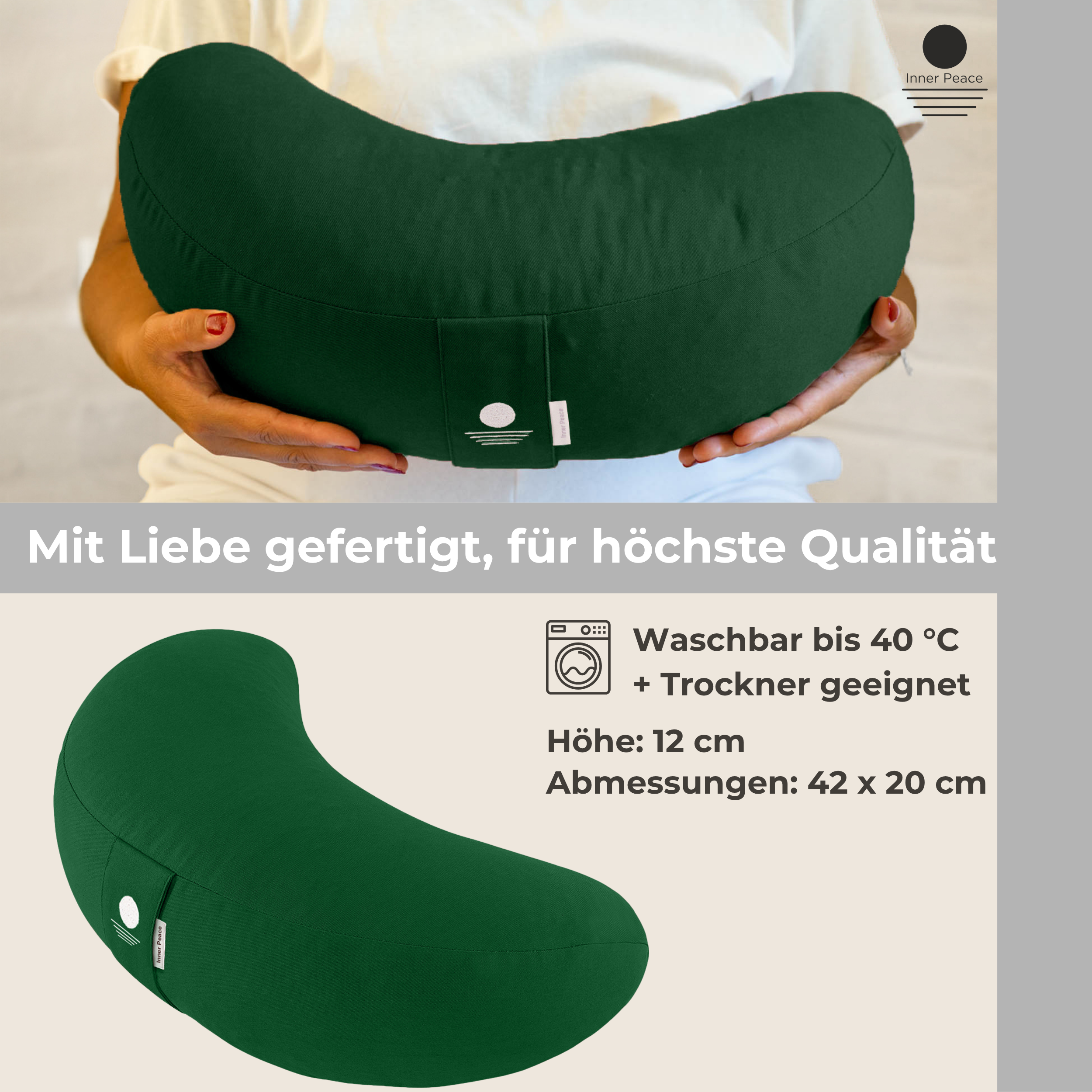 Meditationskissen Halbmond Shanti - Waldgrün