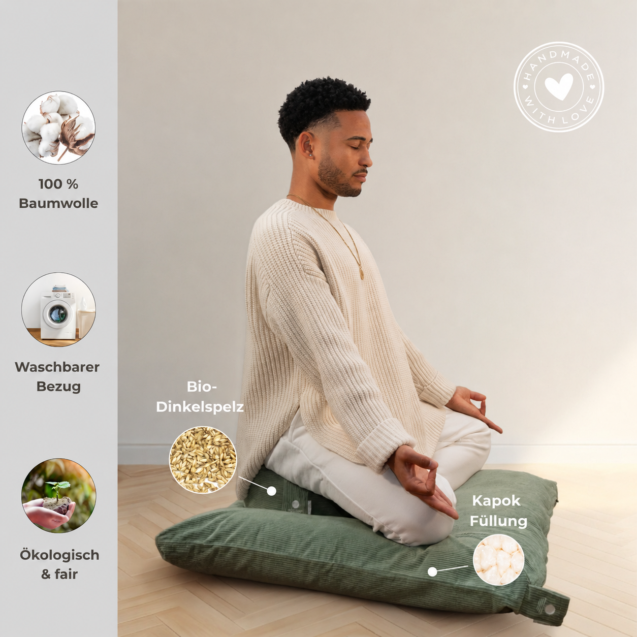 Cord Meditation-Set - Salbeigrün