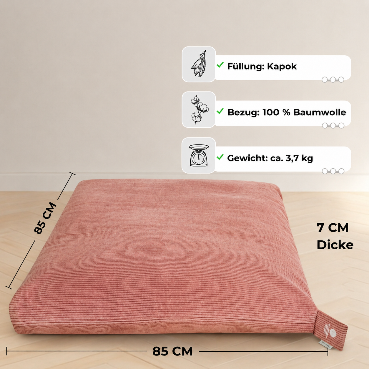 Cord Meditationsmatte DELUXE - Calm Pink