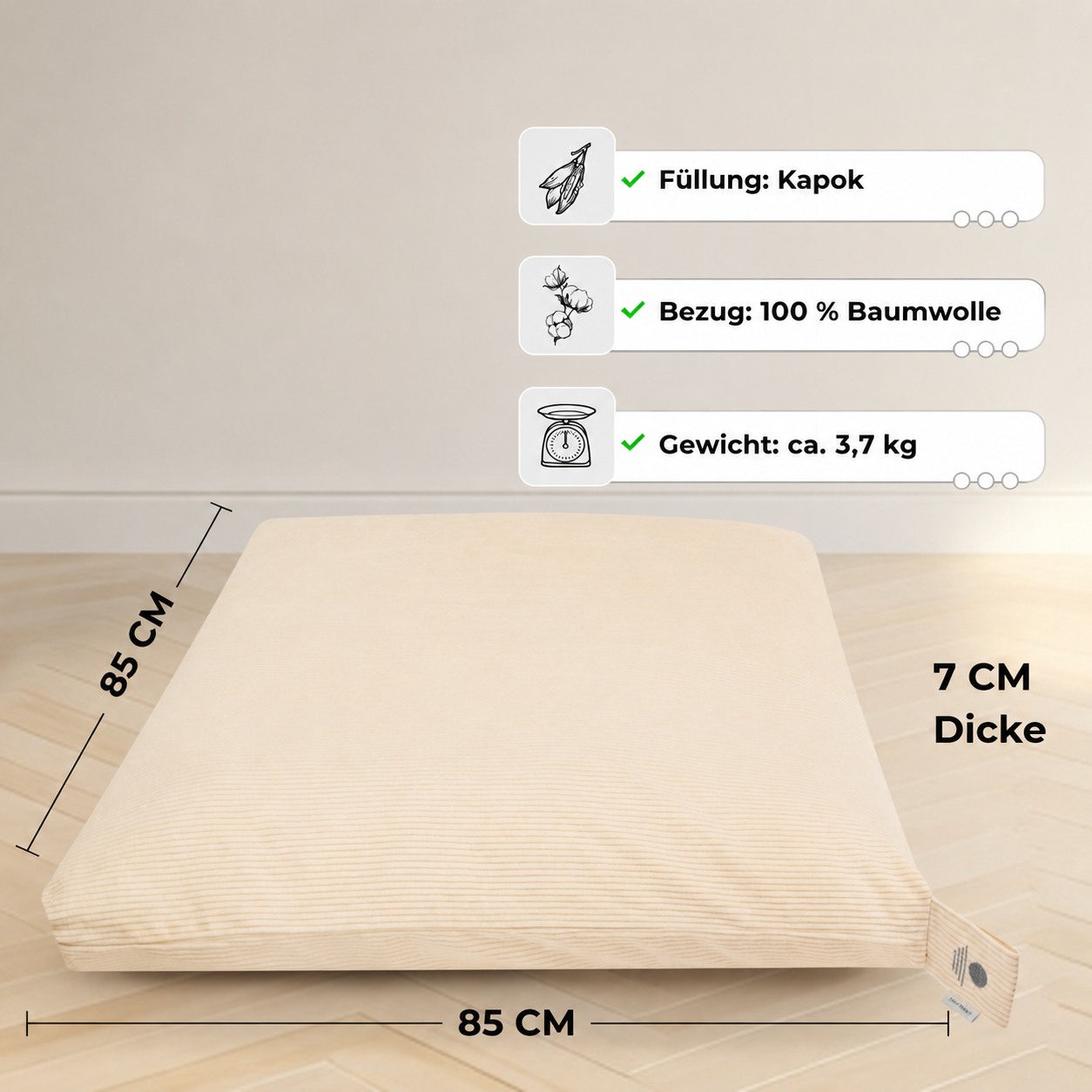 Cord Meditationsmatte DELUXE - Sand
