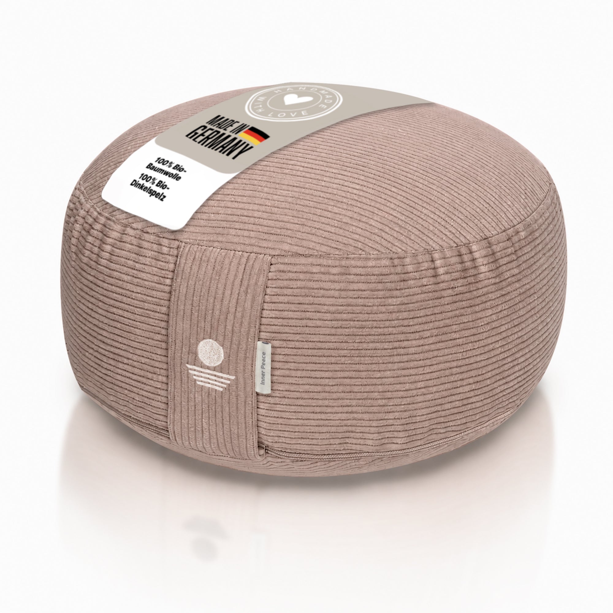 Cord Meditationskissen Rund (H: 16cm) - Light Taupe