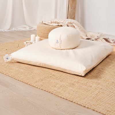 Rundes Meditationskissen auf Zabuton-Matte – Meditationsset für Yoga und Tiefenentspannung
