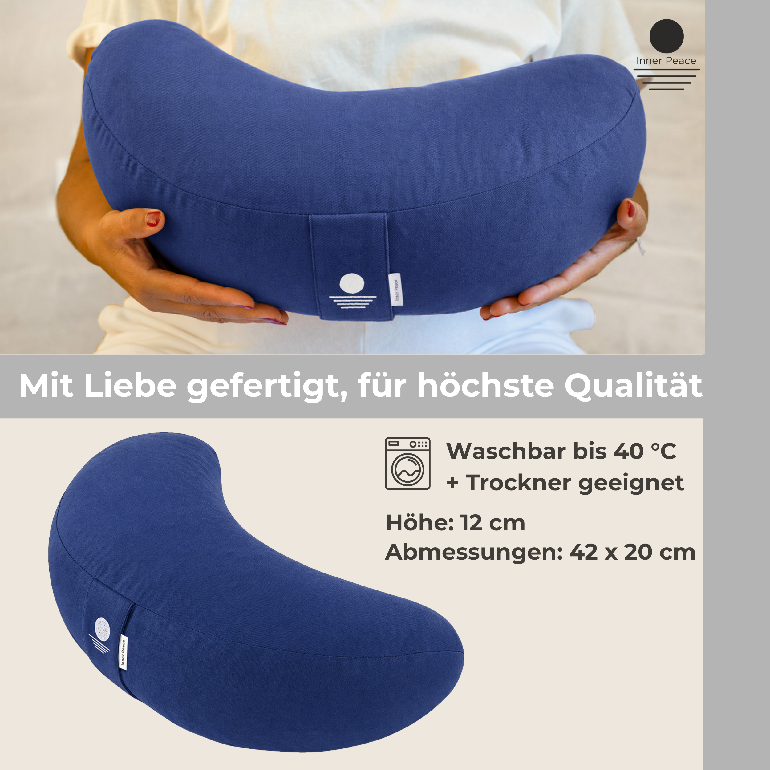 Meditationskissen Halbmond Shanti - Königsblau