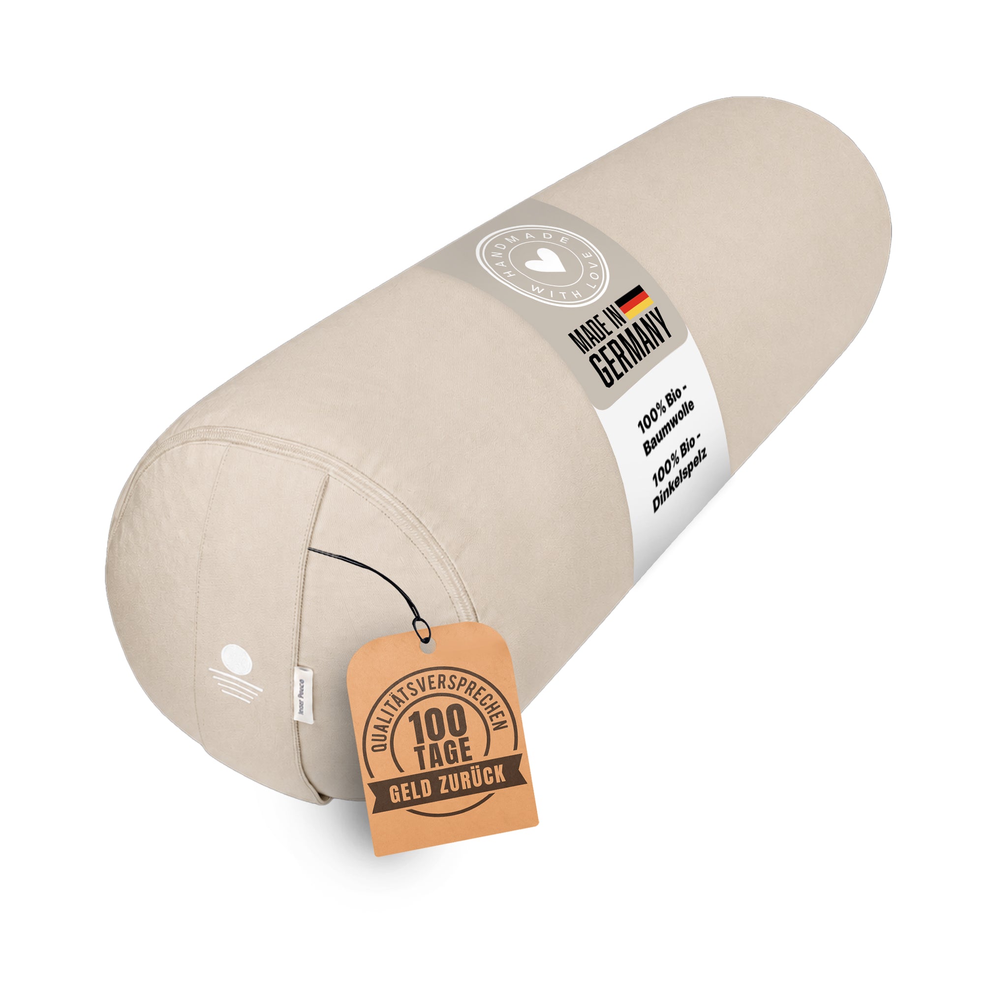Yogarolle in Light Taupe mit Made-in-Germany-Label, Bio-Baumwolle und Bio-Dinkelspelz