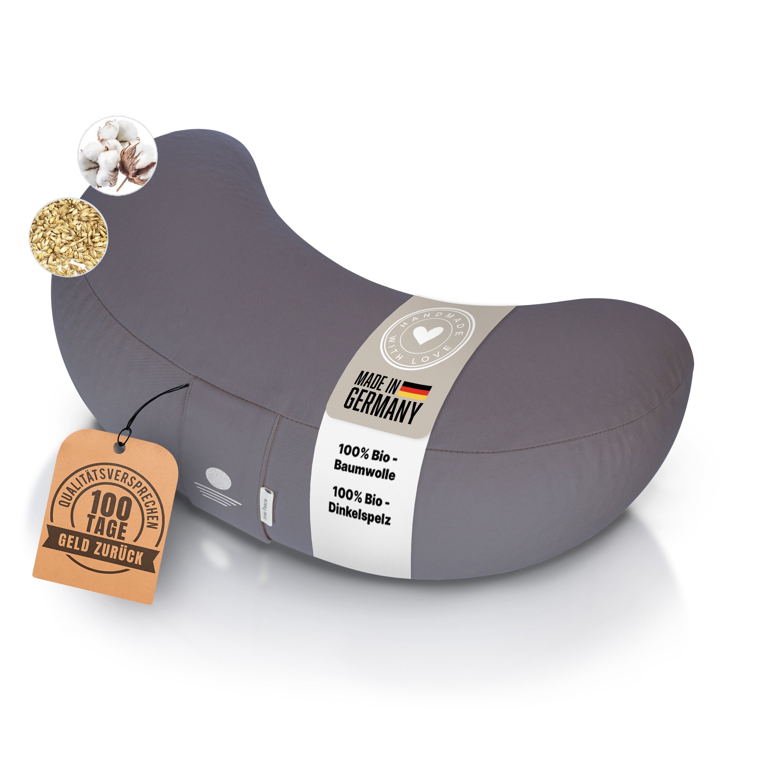 Meditationskissen Halbmond Shanti - Anthrazit