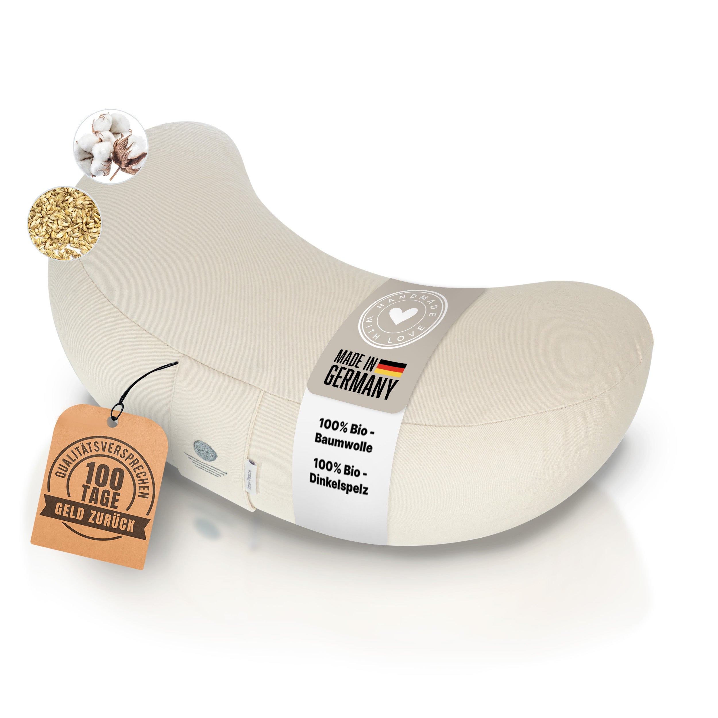 Meditationskissen Halbmond Shanti - Natur