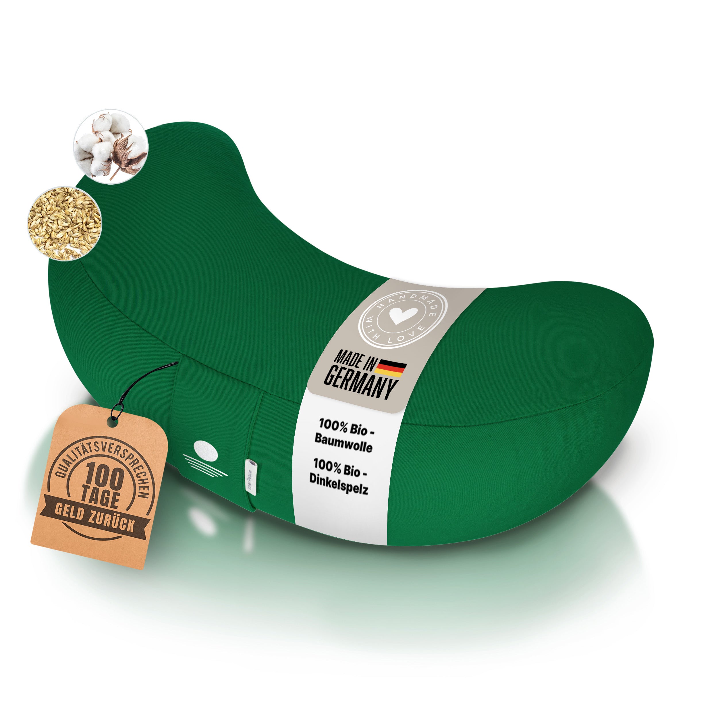 Meditationskissen Halbmond Shanti - Waldgrün