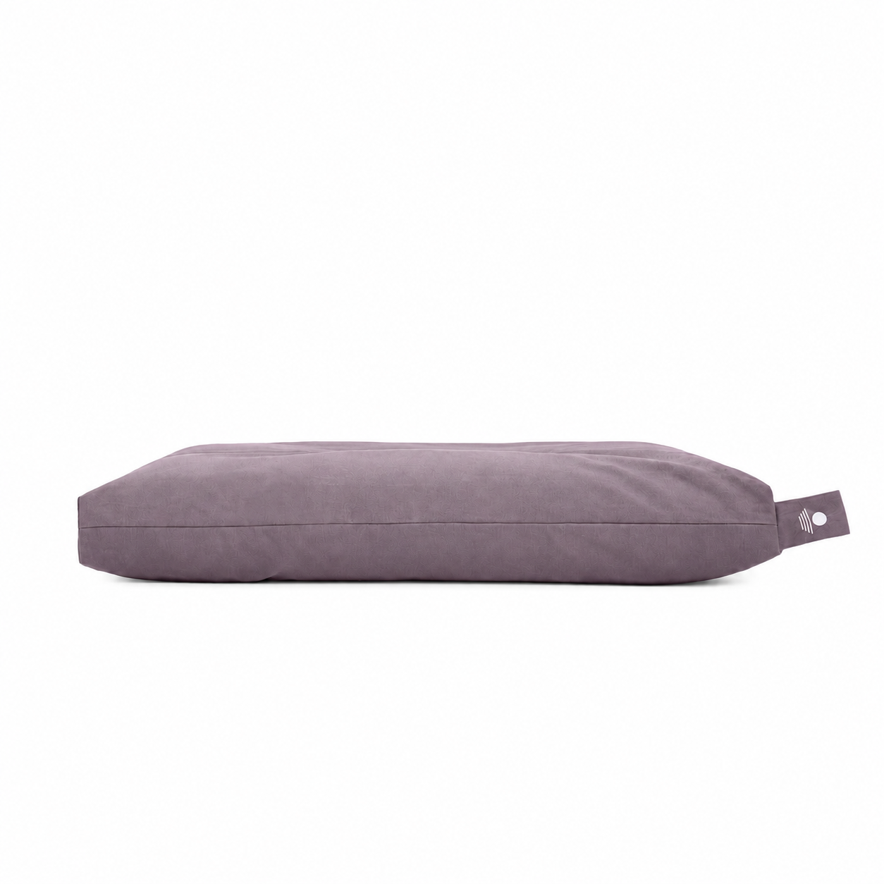 Zabuton Meditationsmatte Anthrazit Seitenansicht – flache 7 cm Meditationsmatte mit Inner Peace Logo-Schlaufe