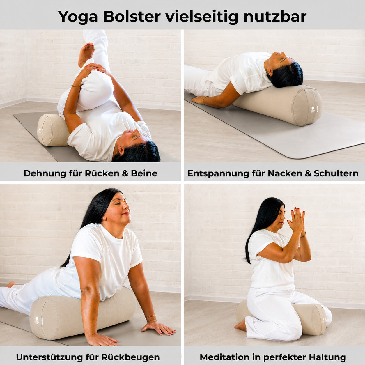 Yoga Bolster vielseitig nutzbar – Yogarolle für Yin Yoga, Rückbeugen, Nacken und Meditation